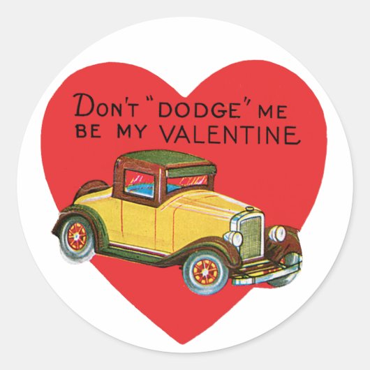 Ontwijk me niet, wees mijn Valentijn! Retro Valent Ronde Sticker (Voorkant)