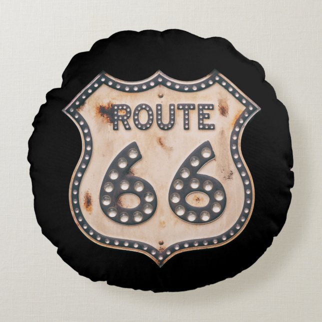  Ontworpen Route 66 Rond Kussen (Voorkant)