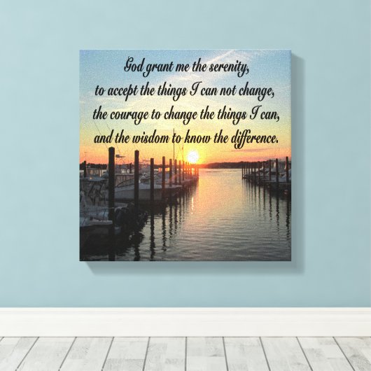 ONTZAGWEKKEND SERENITY PRAYER SUNSET FOTOONTWERP CANVAS AFDRUK (Insitu (Houten vloer))