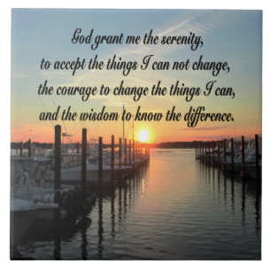 ONTZAGWEKKEND SERENITY PRAYER SUNSET FOTOONTWERP TEGELTJE