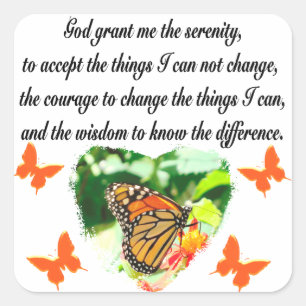 ONTZAGWEKKENDE INSPIRERENDE BUTTERFLY SERENITY GEB VIERKANTE STICKER