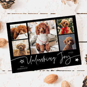 Ontzettende Vreugde Zwarte Hond Multi Foto Feestdagenkaart