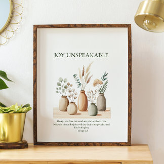 Onuitsprekelijke vreugde, bloemige christelijke wa poster
