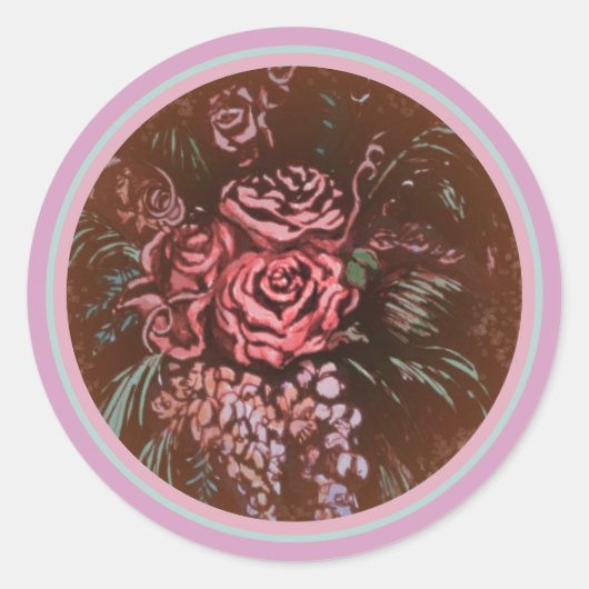 Onvergetelijke Rozen Ronde Sticker (Voorkant)