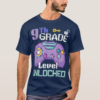 Onvergrendelde videogame op 9e niveau met één cont t-shirt