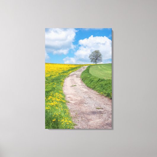 Onverharde Weg en Boom Canvas Afdruk (Voorkant)