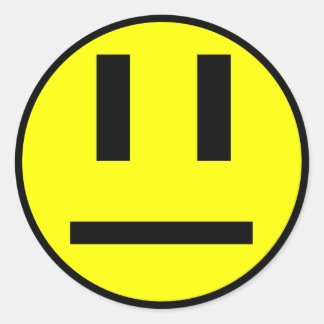 Onverschillig gezicht ronde sticker