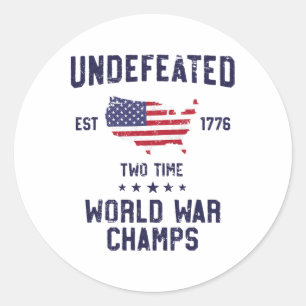 Onverslagen Tweevoudig Wereld Oorlog Kampioen T Sh Ronde Sticker