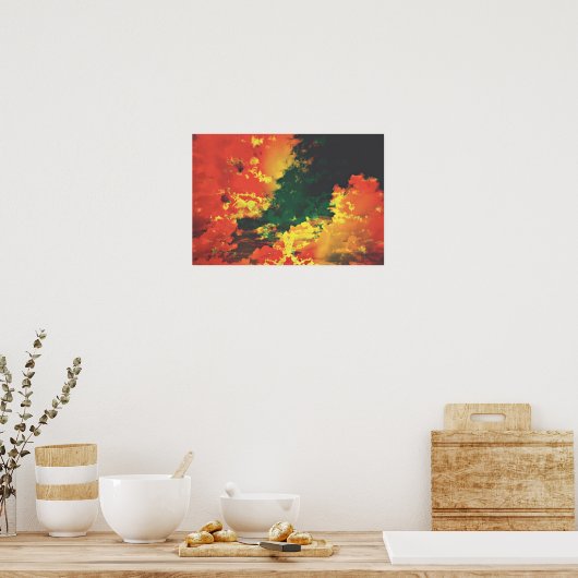 Onverwachte wolken in rode gele kleuren poster (Keuken)