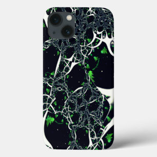 Onvolmaakte witte fractal op zwarte plek, brei iPhone 13 hoesje