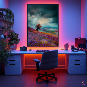 Onweer boven lavendelvelden - Dramatisch  Poster