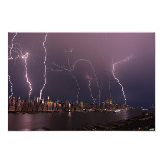 Onweer boven Manhattan, NYC Foto Afdruk
