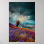 Onweer over lavendelvelden - Dramatisch Poster (Voorkant)
