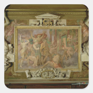 Onwetendheid afjagen, details van decoratieve rege vierkante sticker