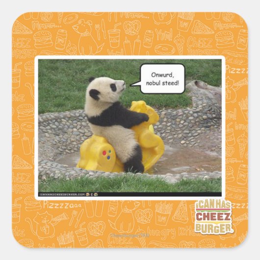 Onwurd, nobul steed! vierkante sticker (Voorkant)