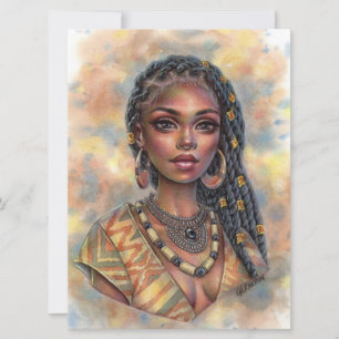 Onyx Black Africa Woman Jewelry Braids Art Kaart