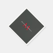 Onyx Black Red Monogram Modern Minimalist Servet (Hoek)