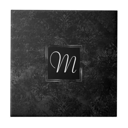Onyx Black Velvet | Monogram karton Tegeltje (Voorkant)