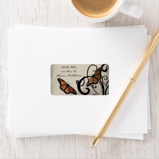 Onyx Butterfly Swirl Address Label (Insitu)