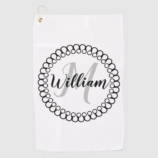 Onyx Cercle Décoratif Monogram Serviette de golf (Devant)