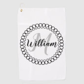 Onyx Decoratieve Cirkel Monogram Golfhanddoek (Voorkant)