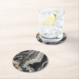 Onyx Gem natuurlijk patroon Ronde Kartonnen Onderzetter