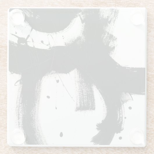 Onyx Gesture - zwarte verflijnen Glazen Onderzetter (Achterkant)