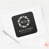 Onyx Grace Black and Ivory Wedding Vierkante Sticker (Envelop)
