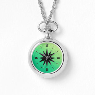 Onyx kompas roos - buitenste groene glasachtergron horloge