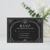 Onyx Noir Arqué Art Déco Réponse de Mariage (Debout devant)