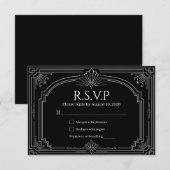 Onyx Noir Arqué Art Déco Réponse de Mariage (Devant / Derrière)