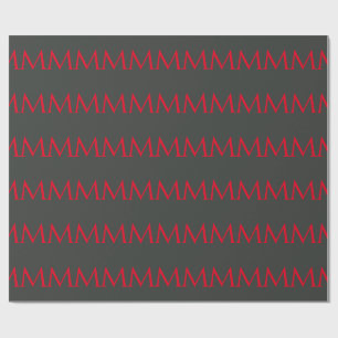 Onyx Zwart Rode Monogram Moderne Minimalist Cadeaupapier