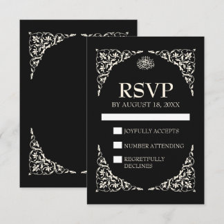 Onyx Zwarte Islamitische Bruiloft RSVP Kaartje