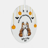 Onze 1e Halloween verloofde Fox Skeleton Voorstel Metalen Ornament (Voorkant Rechts)