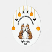 Onze 1e Halloween verloofde Fox Skeleton Voorstel Metalen Ornament (Voorkant links)