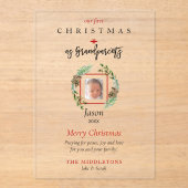 Onze 1e Kerst als Grootouders Acryl Foto Acryl Uitnodigingen (Voorkant)