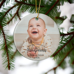 Onze 1e kerst als grootouders baby foto keramisch ornament