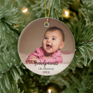 Onze 1e kerst als grootouders babyfoto keramisch ornament