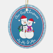 Onze 1e Kerst Getrouwd Gift Leuk Sneeuwkoppel Keramisch Ornament (Links)