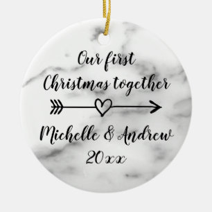 Onze 1e kerst samen marmeren print op maat keramisch ornament