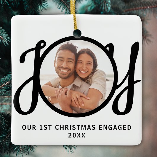 Onze 1e kerst verloofd foto-aandenken keramisch ornament