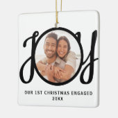 Onze 1e kerst verloofd foto-aandenken keramisch ornament (Links)