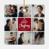Onze 1e Kerstfoto Collage Keepsake Keramisch Ornament (Achterkant)