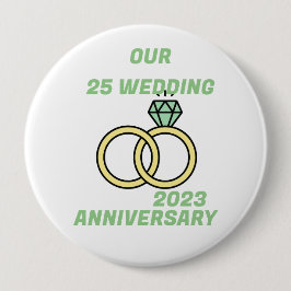 Onze 25 bruiloft ronde button 4,0 cm