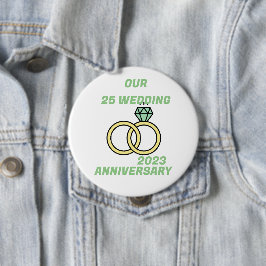 Onze 25 bruiloft ronde button 4,0 cm