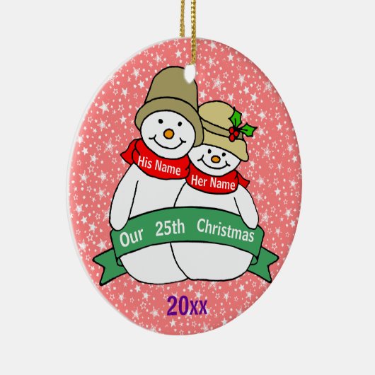 Onze 25e Kerstmis Keramisch Ornament (Rechts)