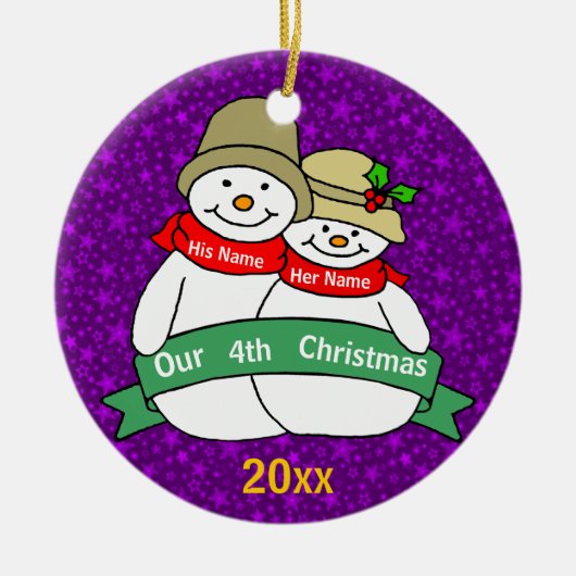 Onze 4e Kerstdag Keramisch Ornament (Voorkant)