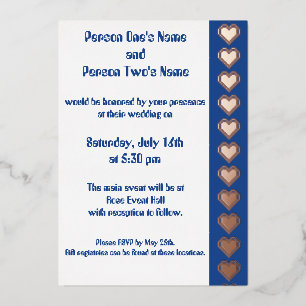Onze 8-bit harten in Blue Folie Invitation Uitnodiging