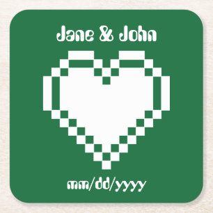 Onze 8-Bit Harten in Groene Papieren Onderzetters
