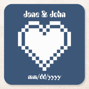 Onze 8-Bit Harten in Navy Papieren Onderzetter